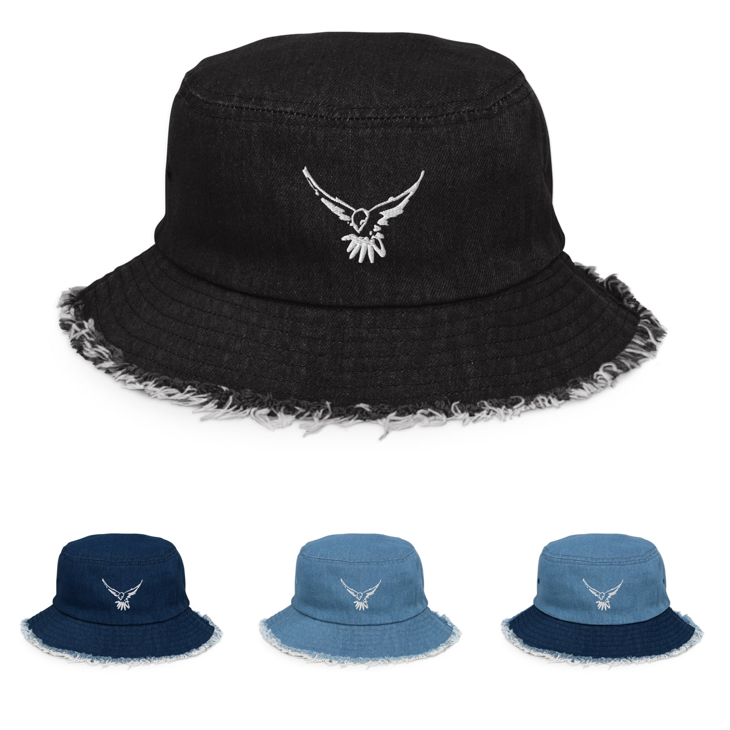 "TBC" Embroidered Denim Bucket Hat